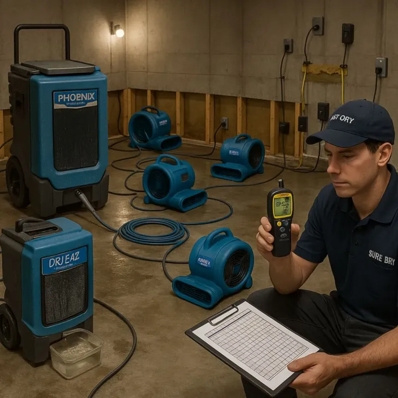 Structural Drying and Dehumidification process in Edmore, MI